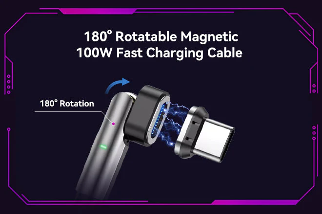 ROG Ally Fast Charging Set – 65W GaN Charger + 100W Magnetic USB‑C Cable (180° Rotatable) - Image 3